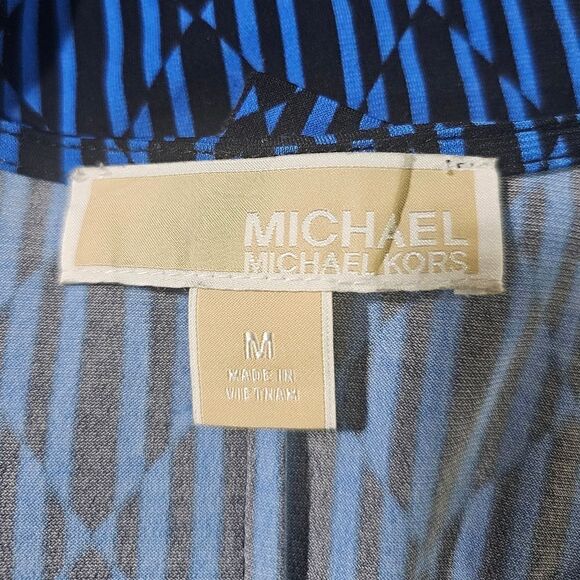 MICHAEL KORS Blue Black Wrap Dress - Size Medium - Picture 9 of 10